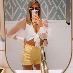 High Waist Yellow Women's Shorts